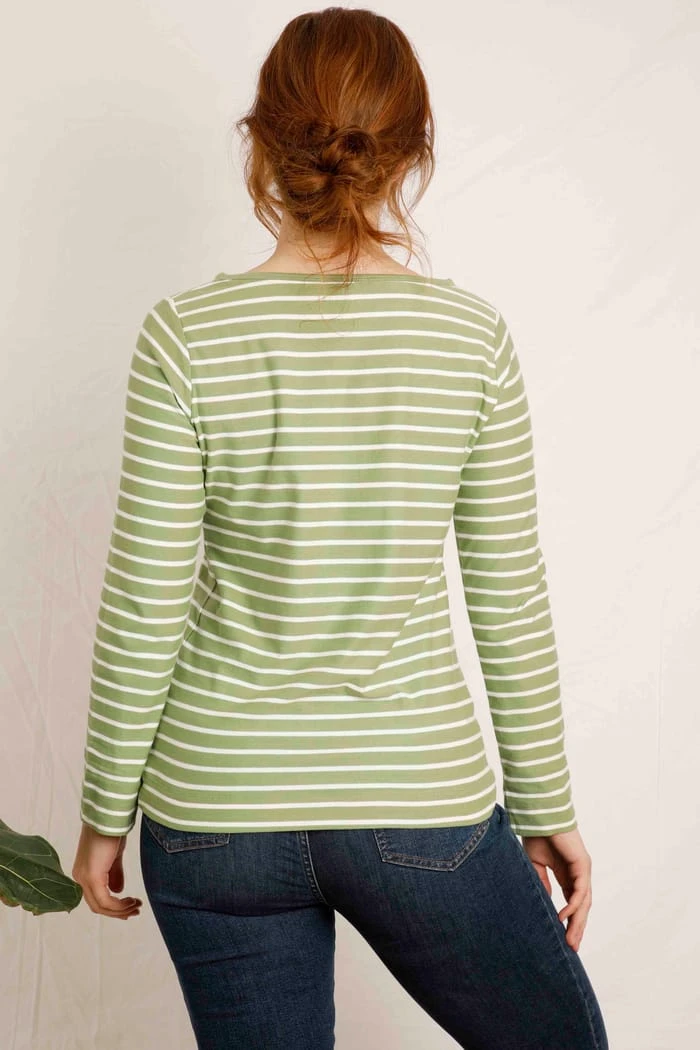 Lanty Organic Long Sleeve Stripe T-Shirt Pistachio 2 Lanty Organic Long Sleeve Stripe T-Shirt Pistachio - Image 2