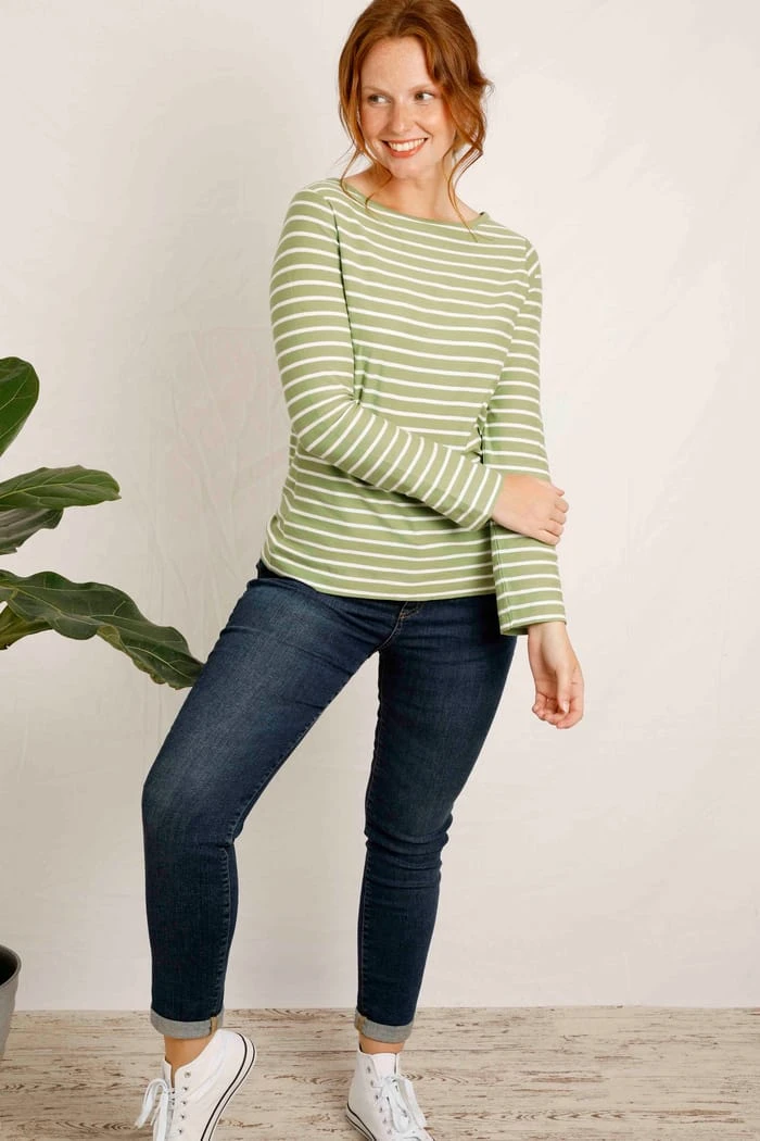Lanty Organic Long Sleeve Stripe T-Shirt Pistachio 4 Lanty Organic Long Sleeve Stripe T-Shirt Pistachio - Image 4