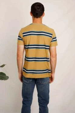 Littleton Organic Herringbone Stripe T-Shirt Mustard -Simple Closet Shop 99204